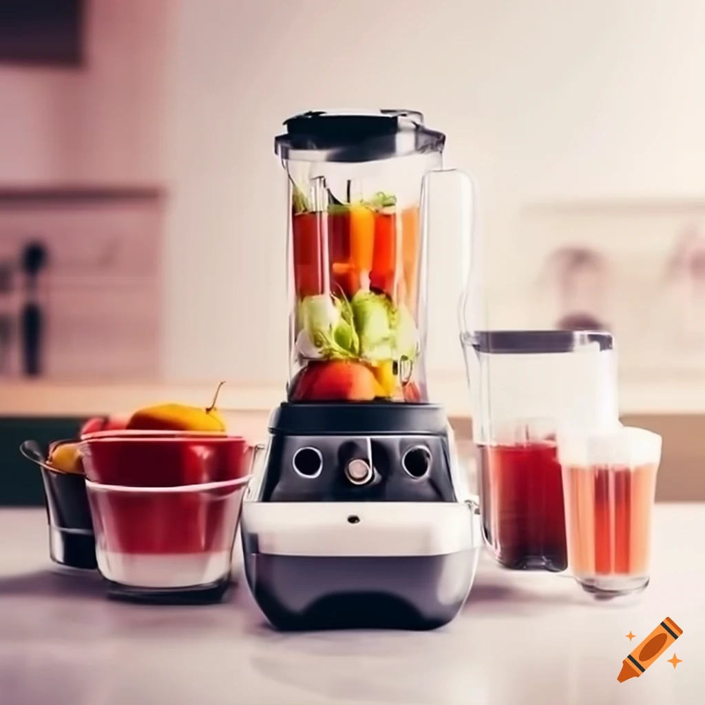 Food blenders in a modern kitchen setting