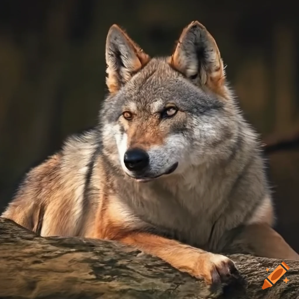 Old wolf taking a nap