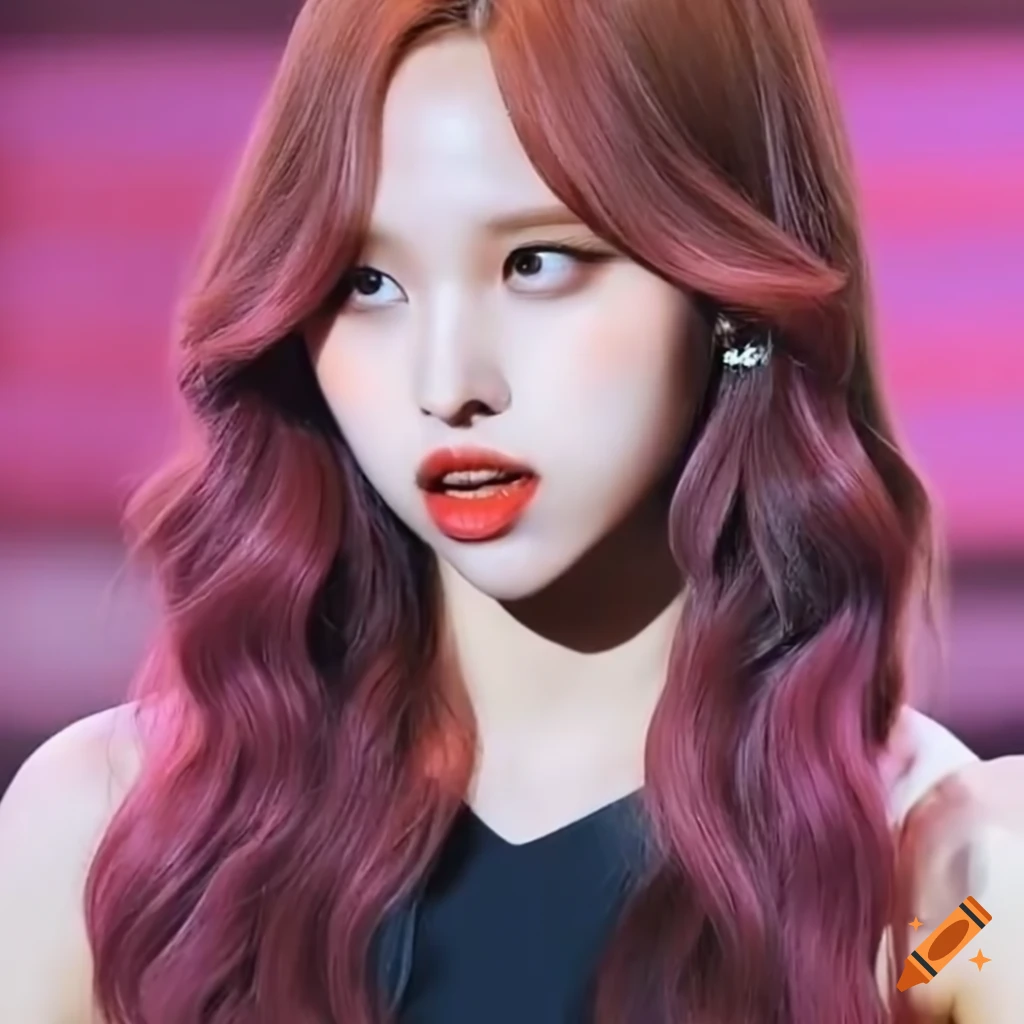 Twice Mina with reddish-brown hair