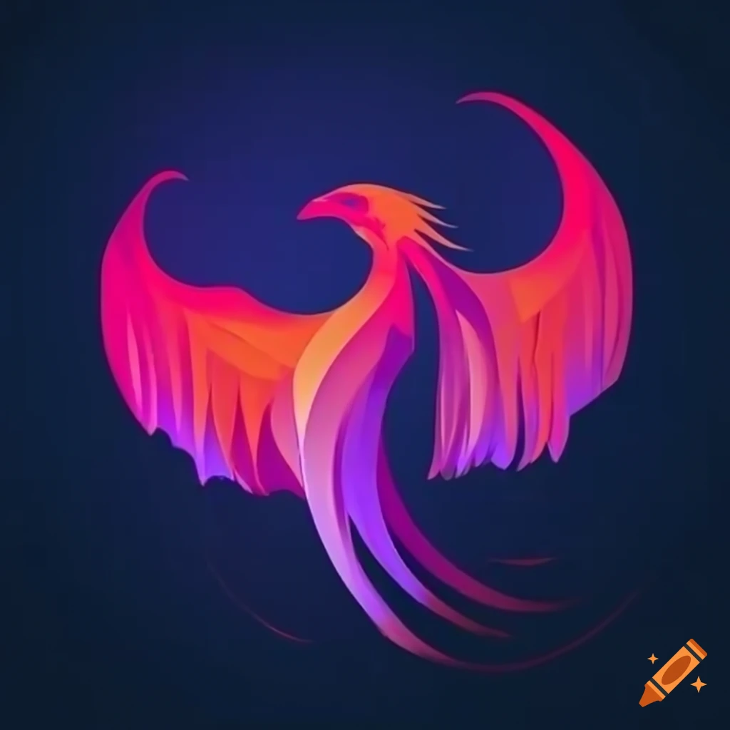 Sleek and contemporary logo representing an editing business with a phoenix symbol using Premiere Pro's color palette