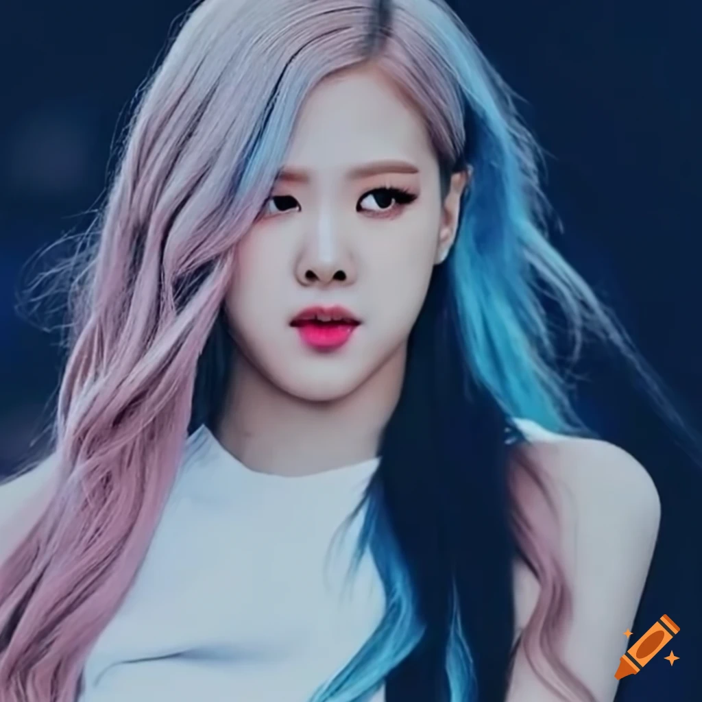 Blackpink Rosé with black-blue hair color