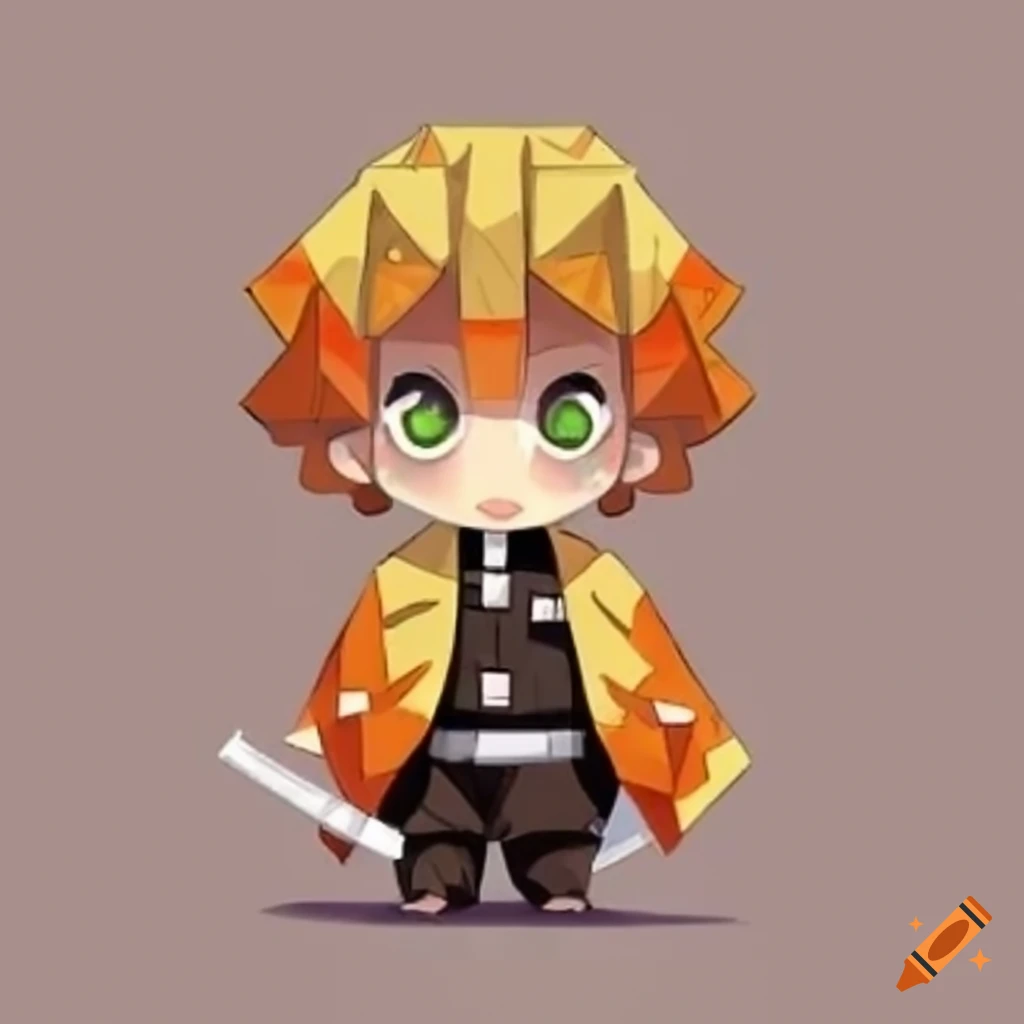 Chibi version of Demon Slayer Zenitsu Agatsuma character