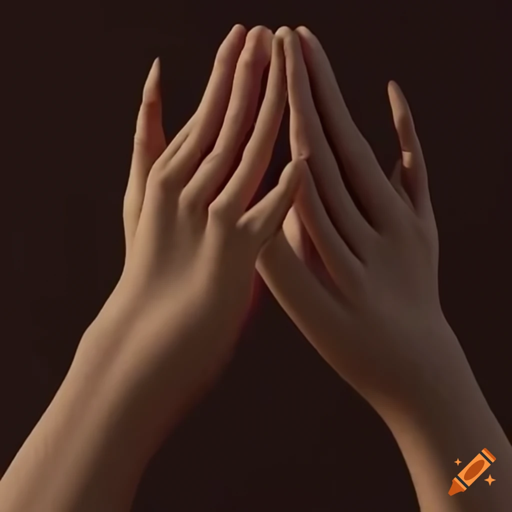 Hands joined in prayer in an iconic sacred scene