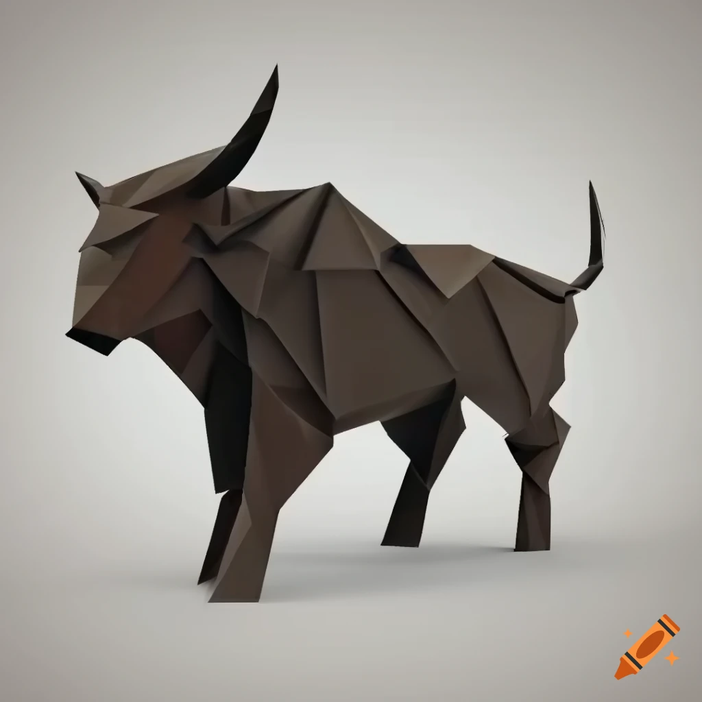 Low poly origami Bali bull sculpture
