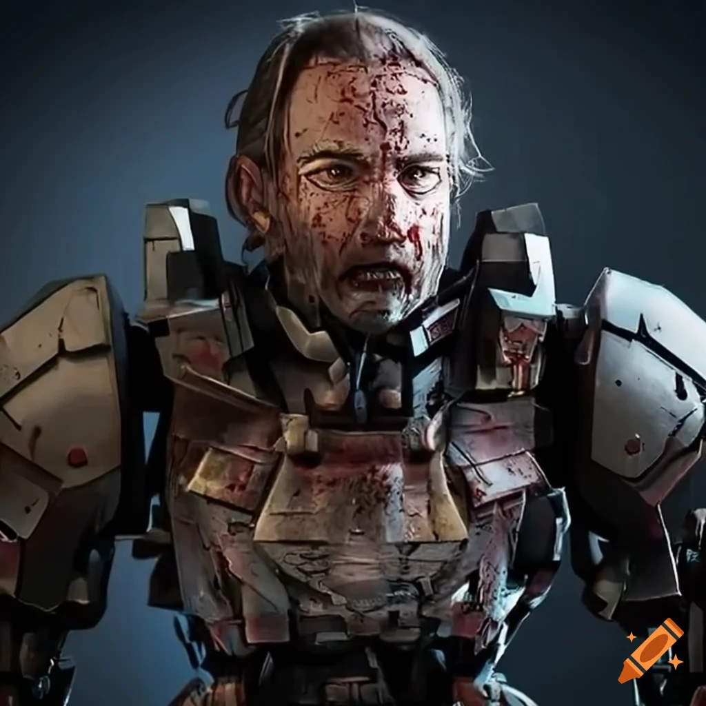 Anime mecha merged with Walking Dead's Rick Grimes character design