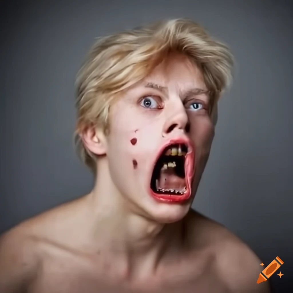 Blonde man with an intense expression