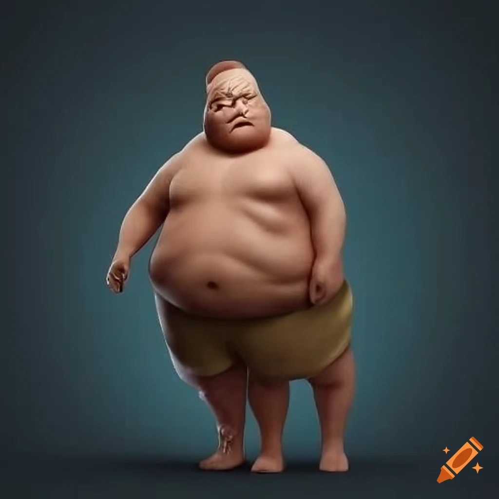 Overweight man holding a fork