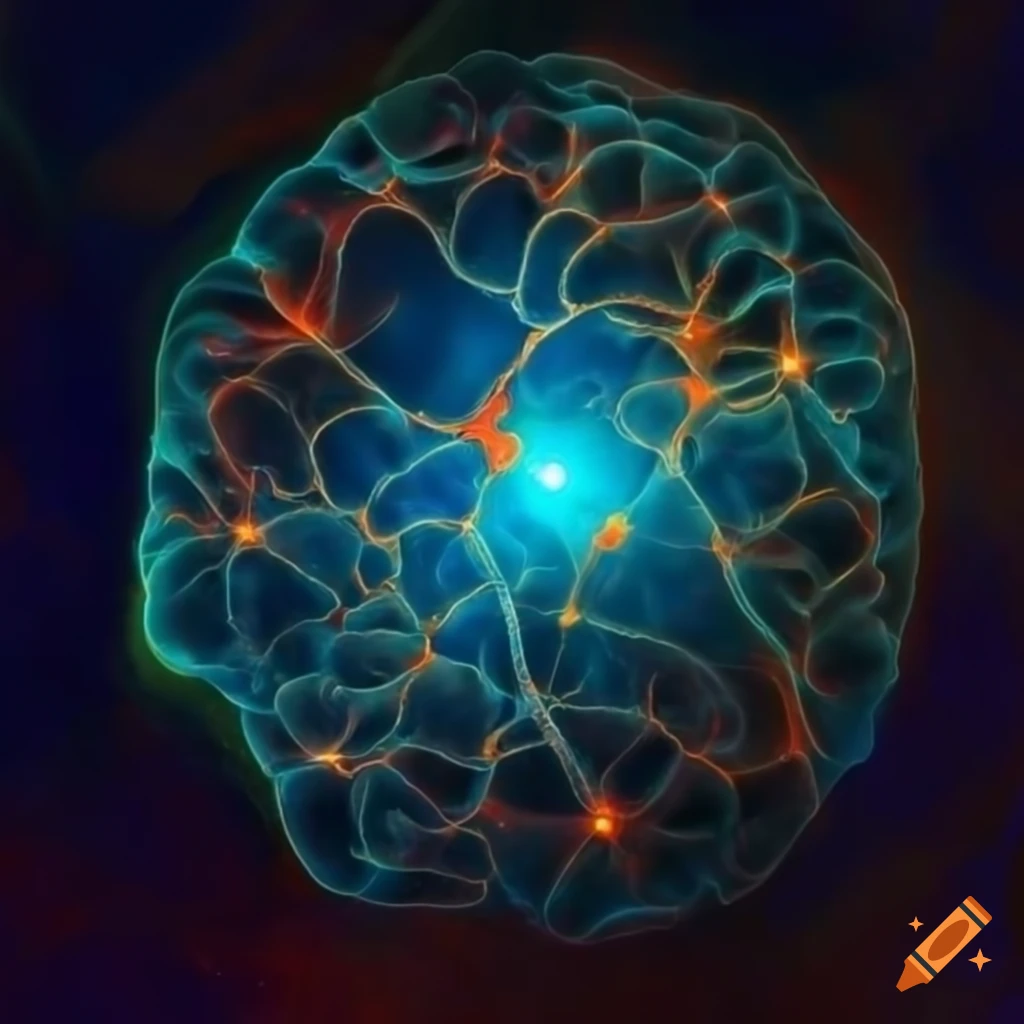 Brain neural pathways resembling nebula clusters on Craiyon