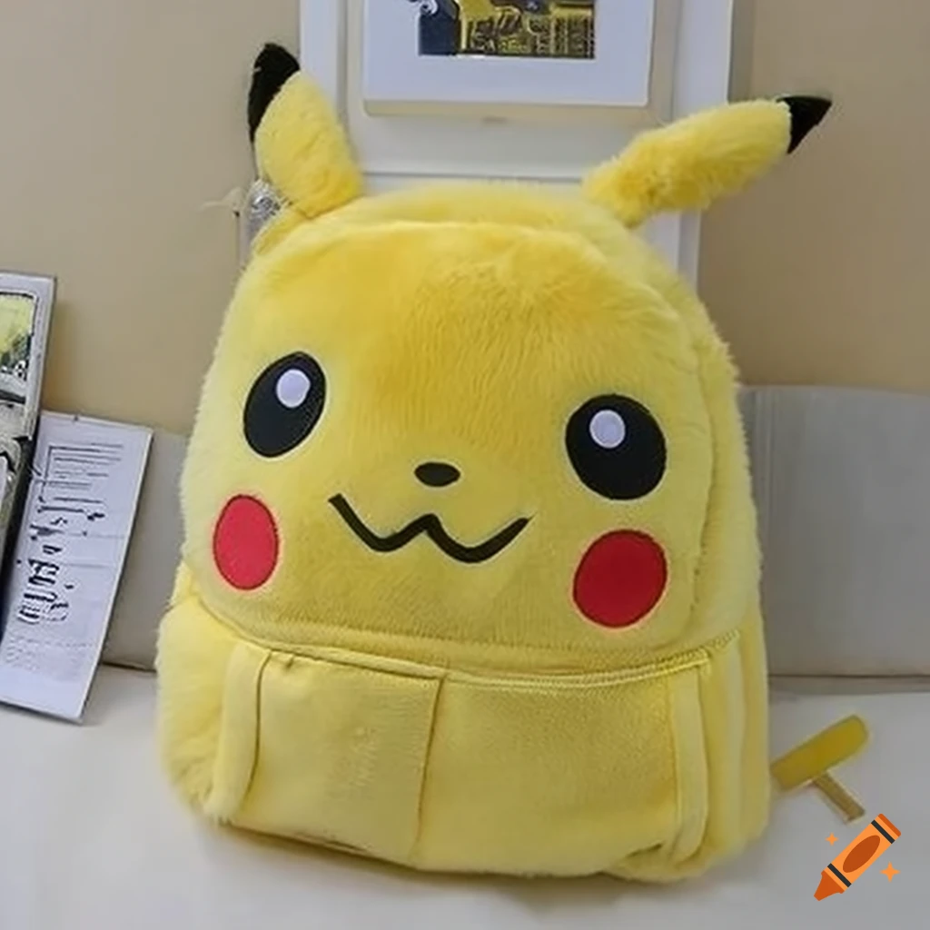 Yellow fluffy Pikachu backpack