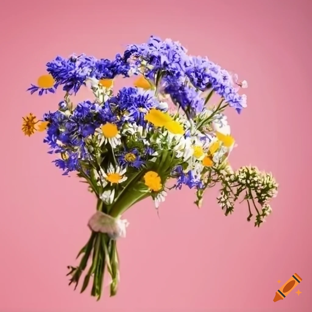 Bouquet of wildflowers on a white background