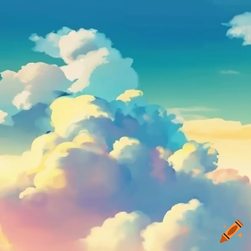 Clouds in a sunny sky background on a Pokemon card on Craiyon