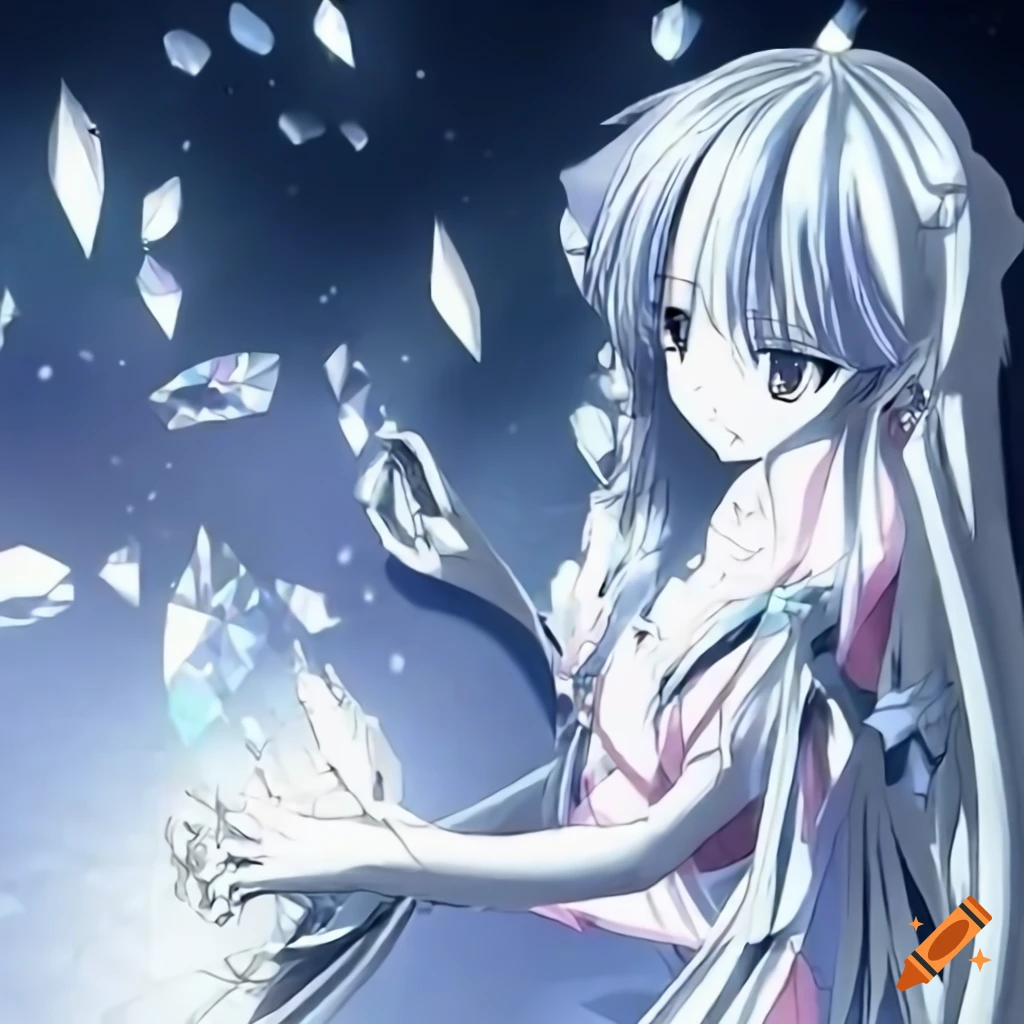 Shiny 3D white diamond anime wallpaper from the 2000s