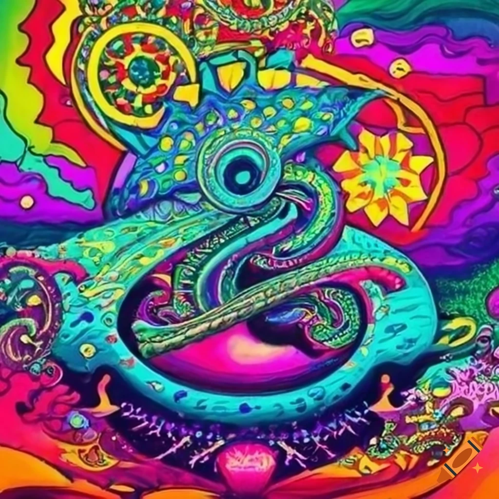 Intricate psychedelic art collection on Craiyon