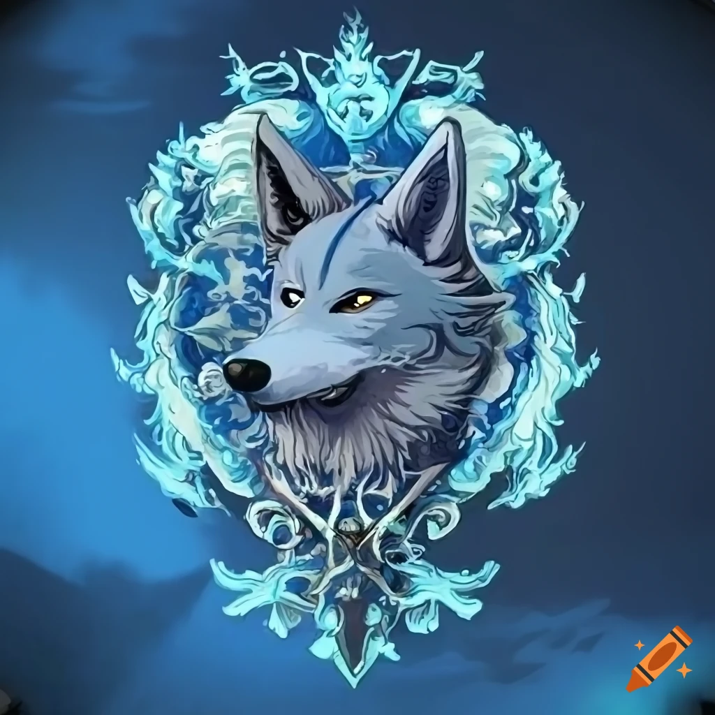 Coat of arms depicting a blue wolf
