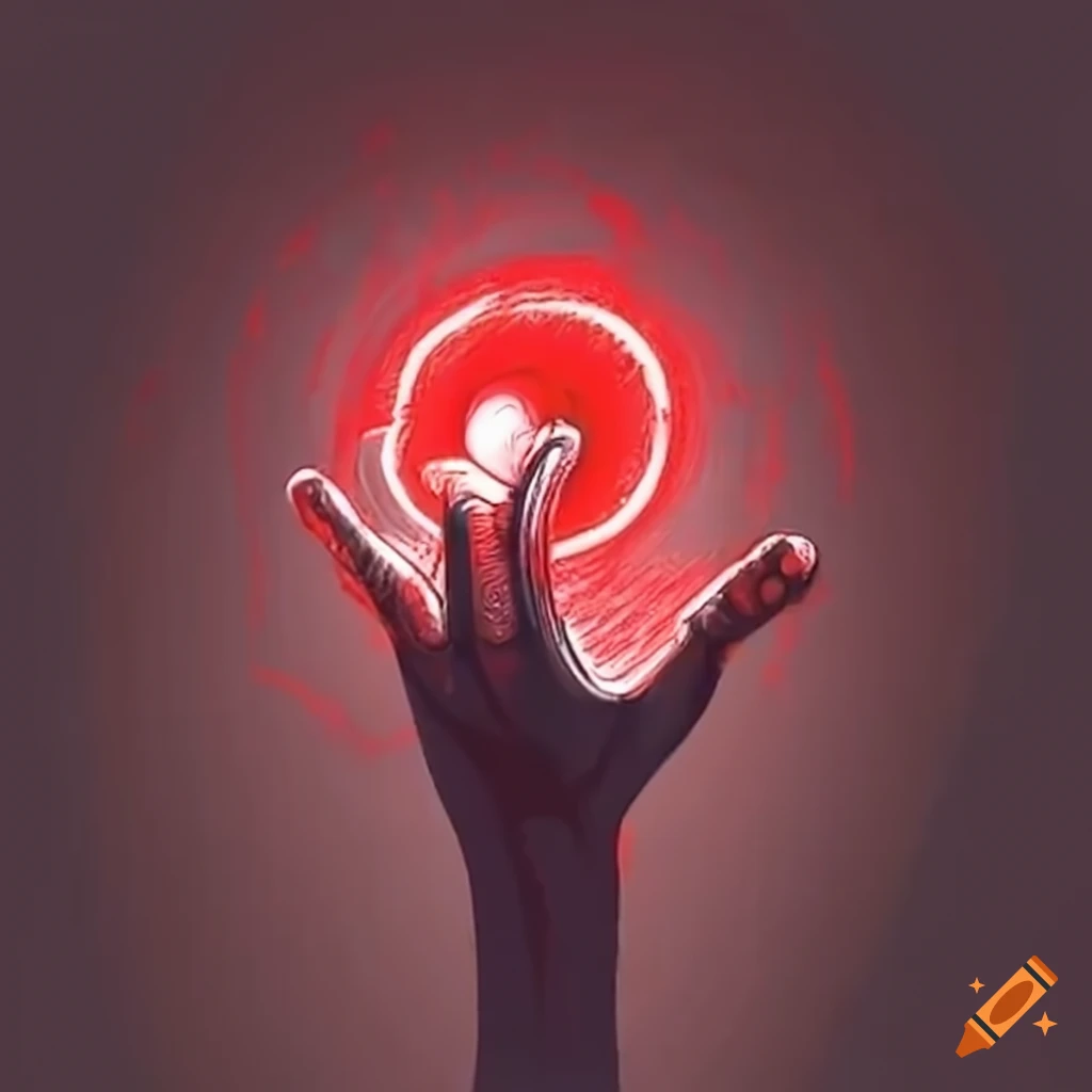 Hand hovering over a large glowing emergency button