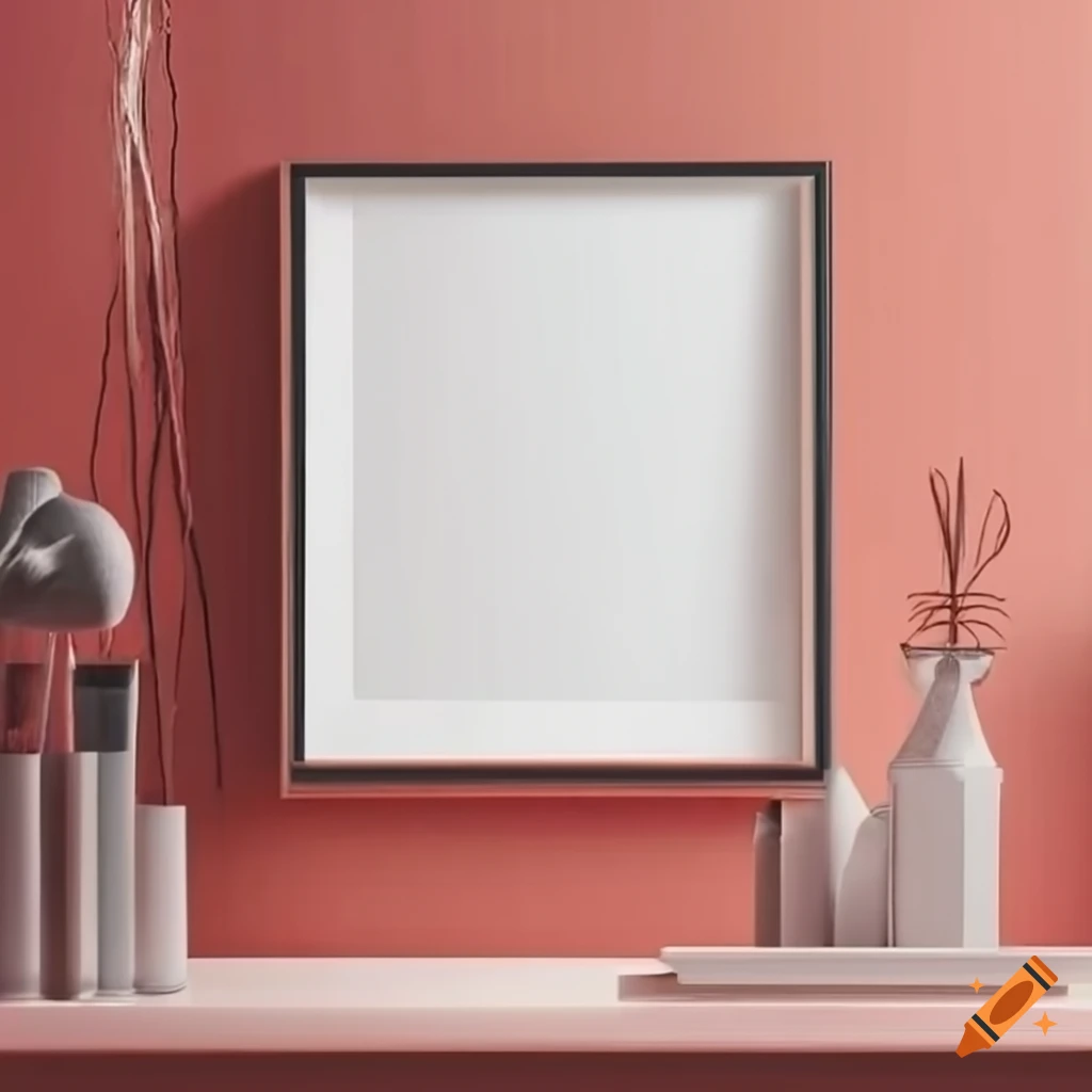 Living room with mockup photo frame