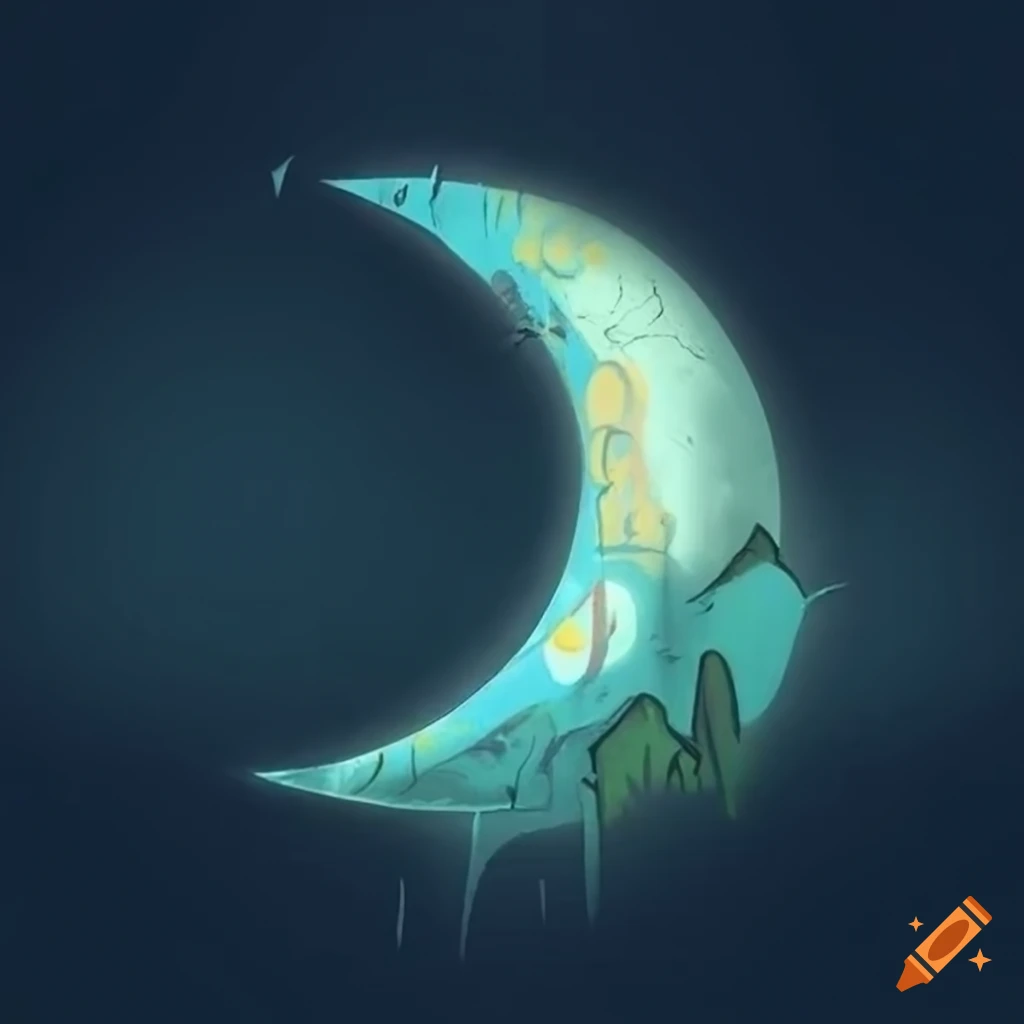 Graffiti style broken crescent moon
