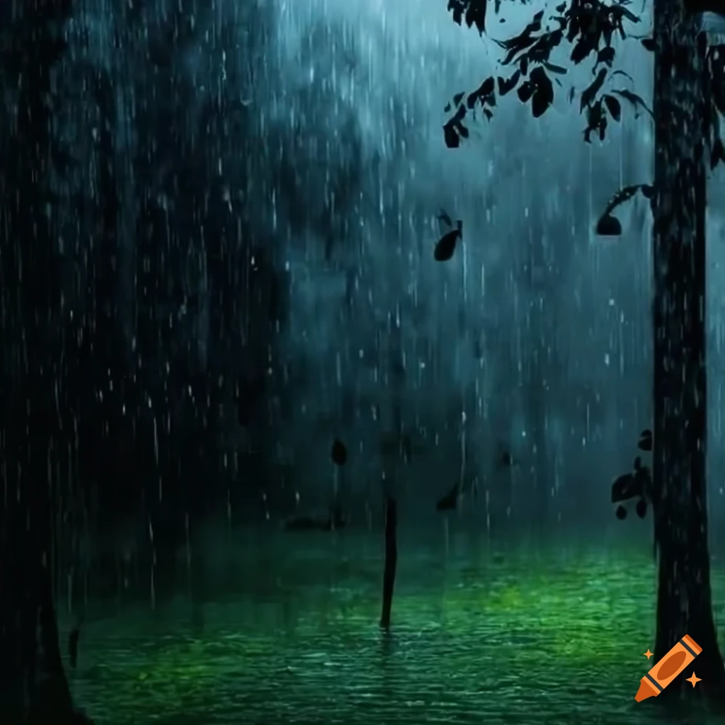Cozy room with a relaxed atmosphere and rain outside