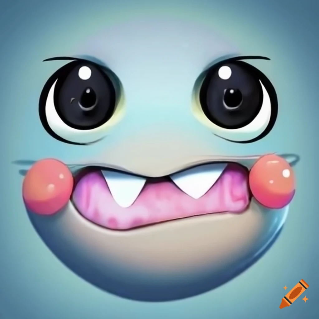 Cute whale animated face smiling