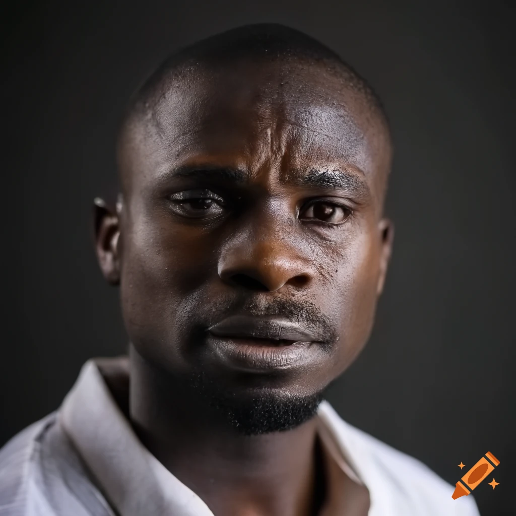 Portrait of a Nigerian man with striking features in rainy weather
