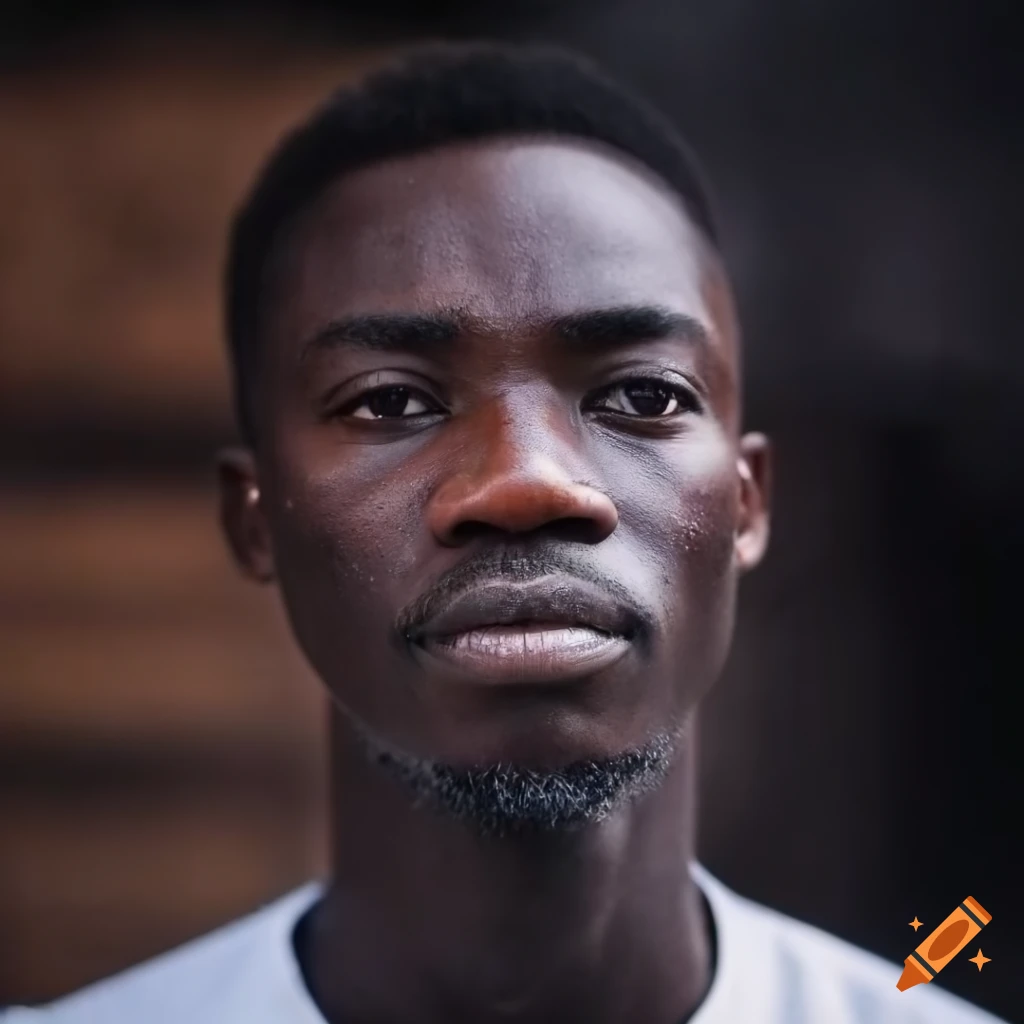 Portrait of a Nigerian man with striking features in rainy weather