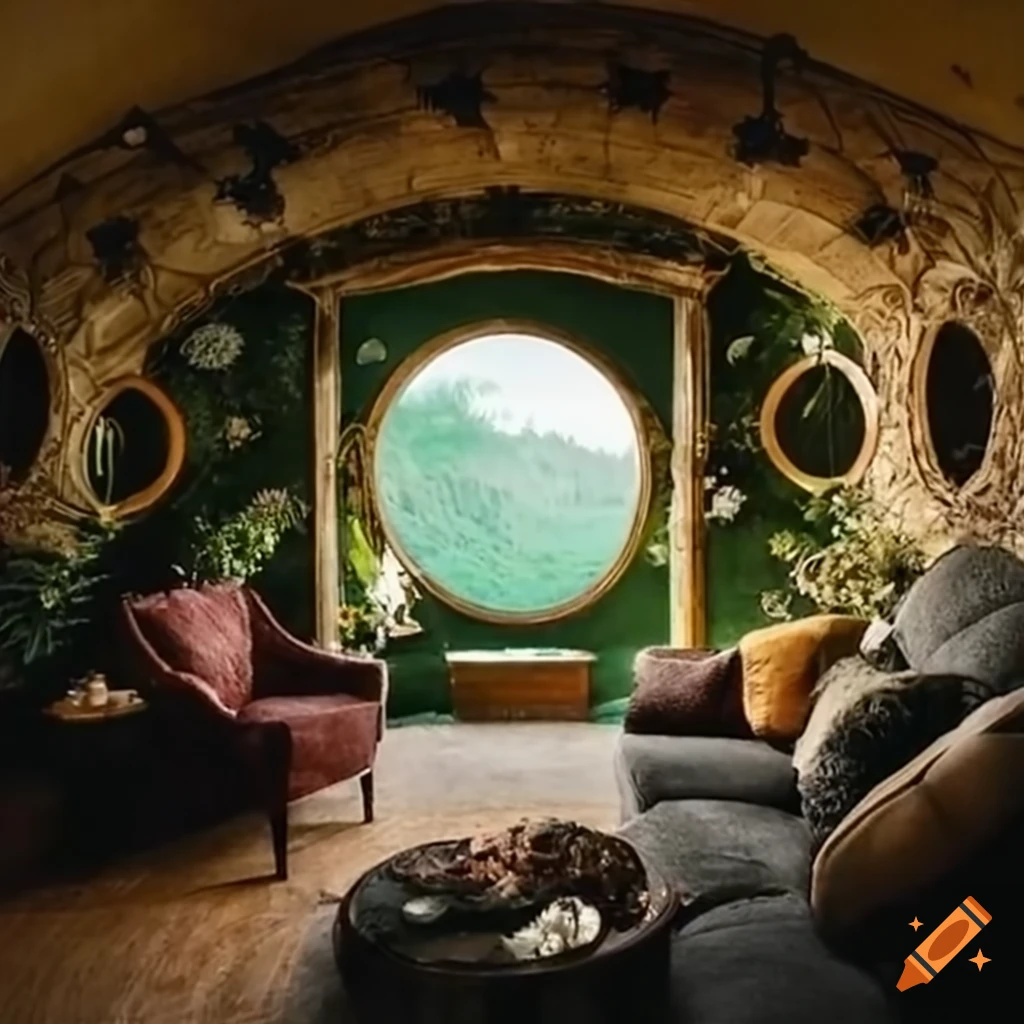 Cozy hobbit living room interior design