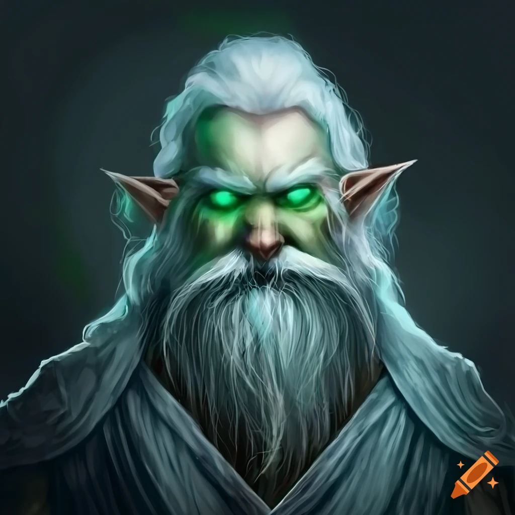 Detailed representation of a dwarf sorcerer in a dark themed environment