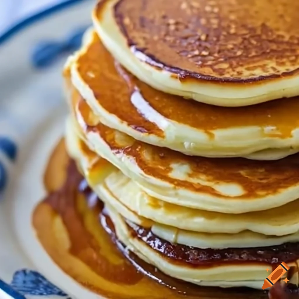 Tower of delicious pancakes in professional close-up macro photography