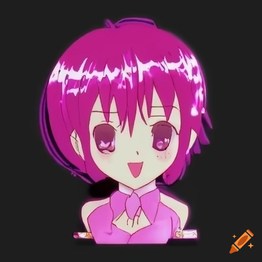 Shiny 3D pink diamond with anime aesthetic and Japanese text from the 2000s