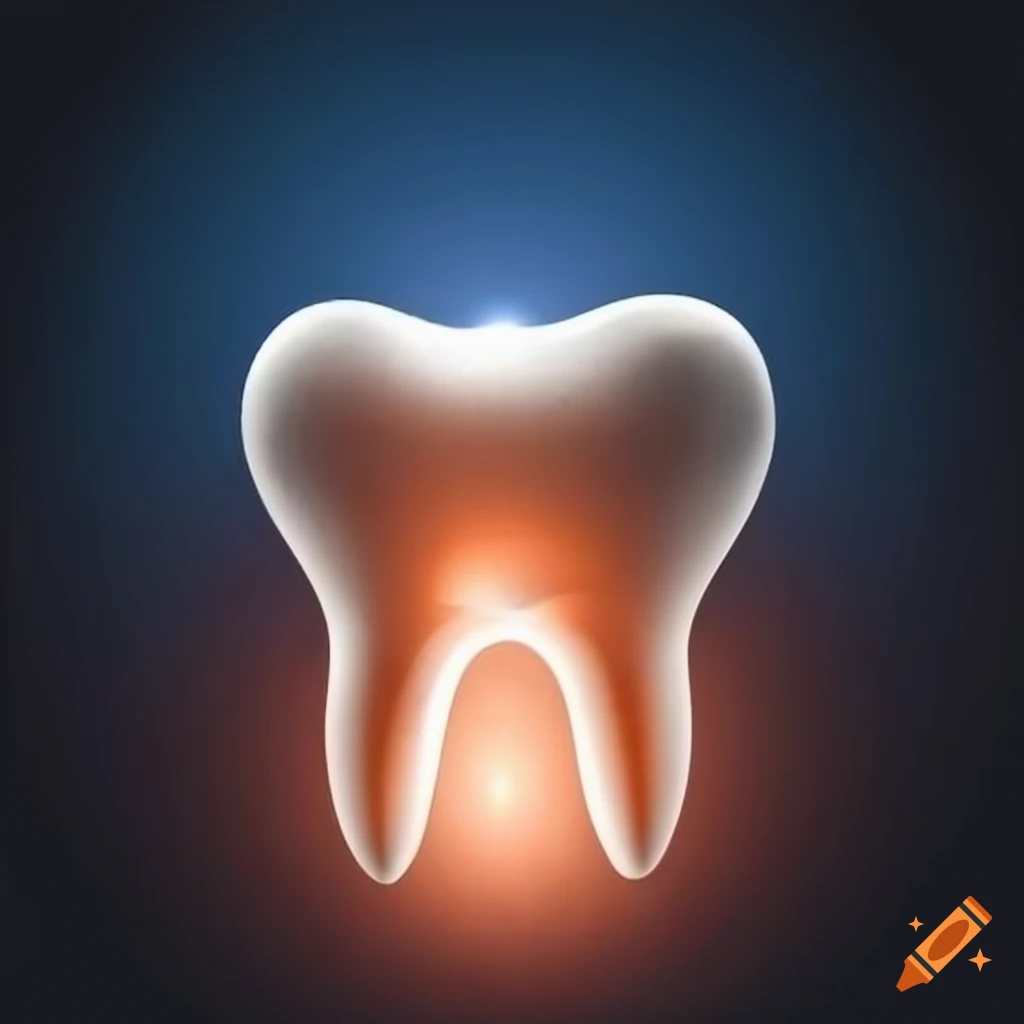 Shining tooth with light rays