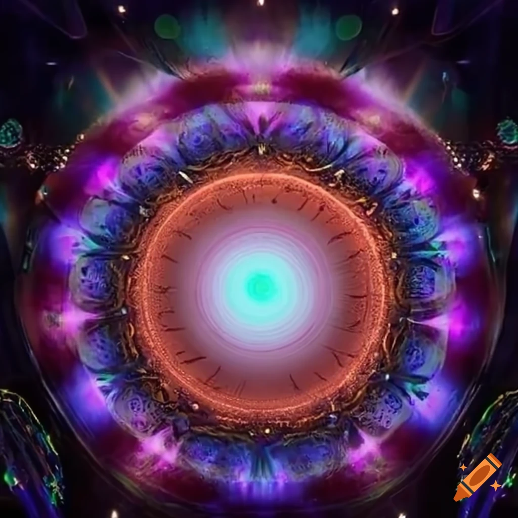 Holographic spinning consciousness wheel on Craiyon