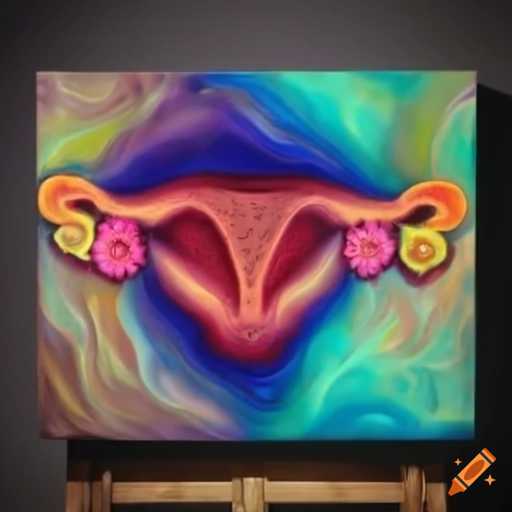 Glowing uterus shape with bilateral symmetry in warm tones