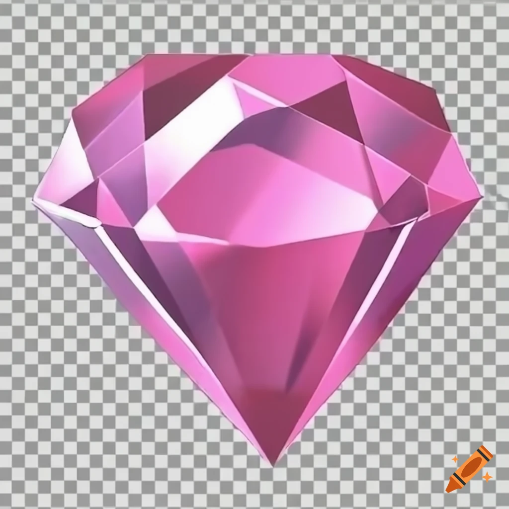 Shiny 3D pink diamond with Japanese text in anime style