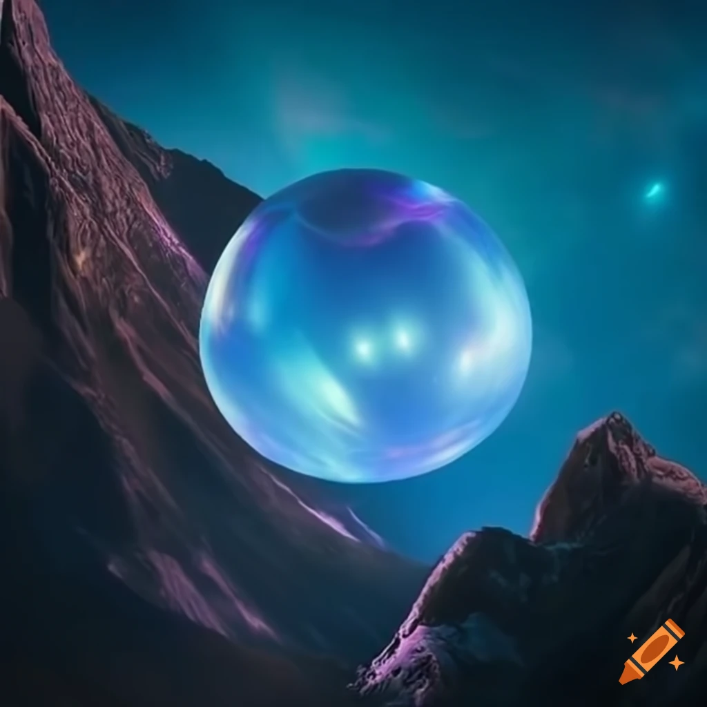 Aetherium Nexus Massive Crystal Orb on an Island Mountain Top