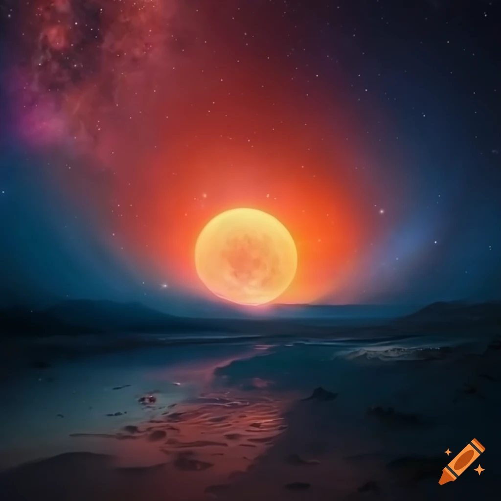 Alien planets and stars in an otherworldly landscape on Craiyon