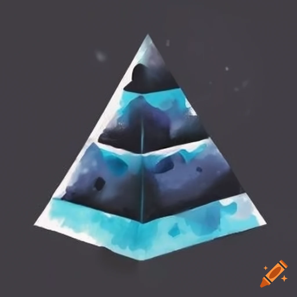 Minimalist black and blue three-sectioned pyramid logo for fragrance notes