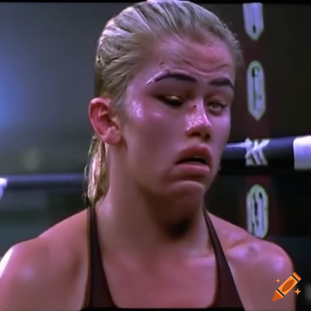 Closeup of Paige Vanzant fighter with expressive facial emotions