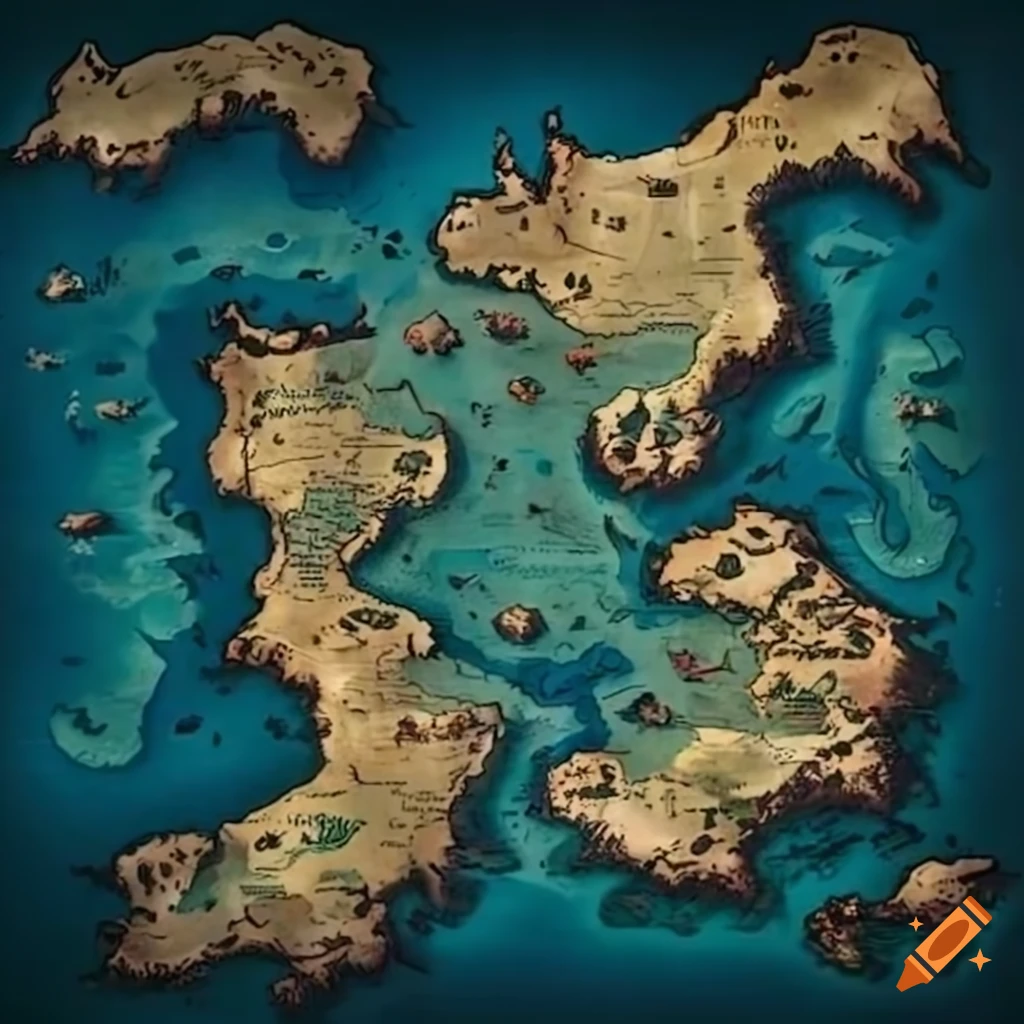 Fantasy realm map similar to game of thrones on Craiyon