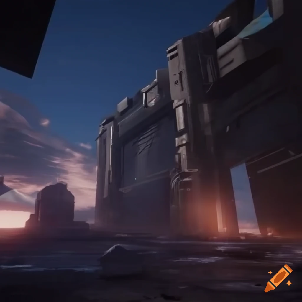 Australian sci-fi industrial zone under a blue sky in Unreal Engine 5