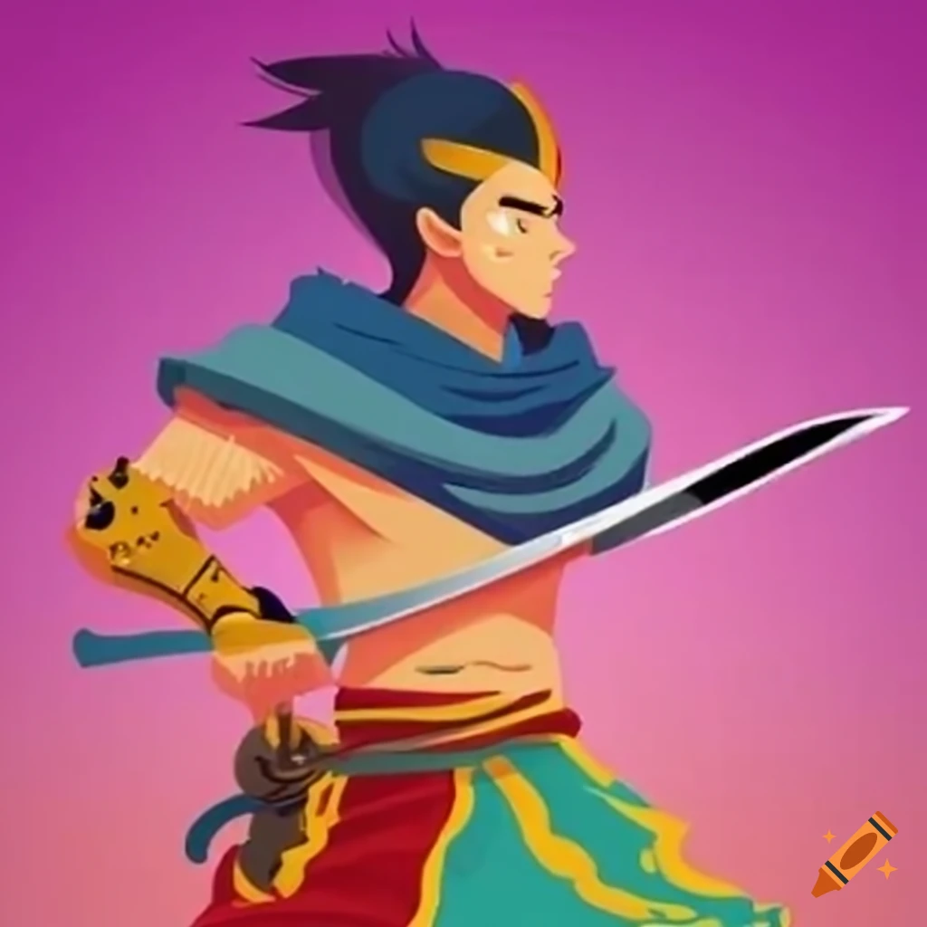Yasuo on horseback in traditional Venezuelan attire with a sword
