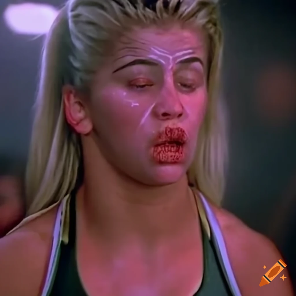 Closeup of Paige Vanzant fighter with expressive facial emotions