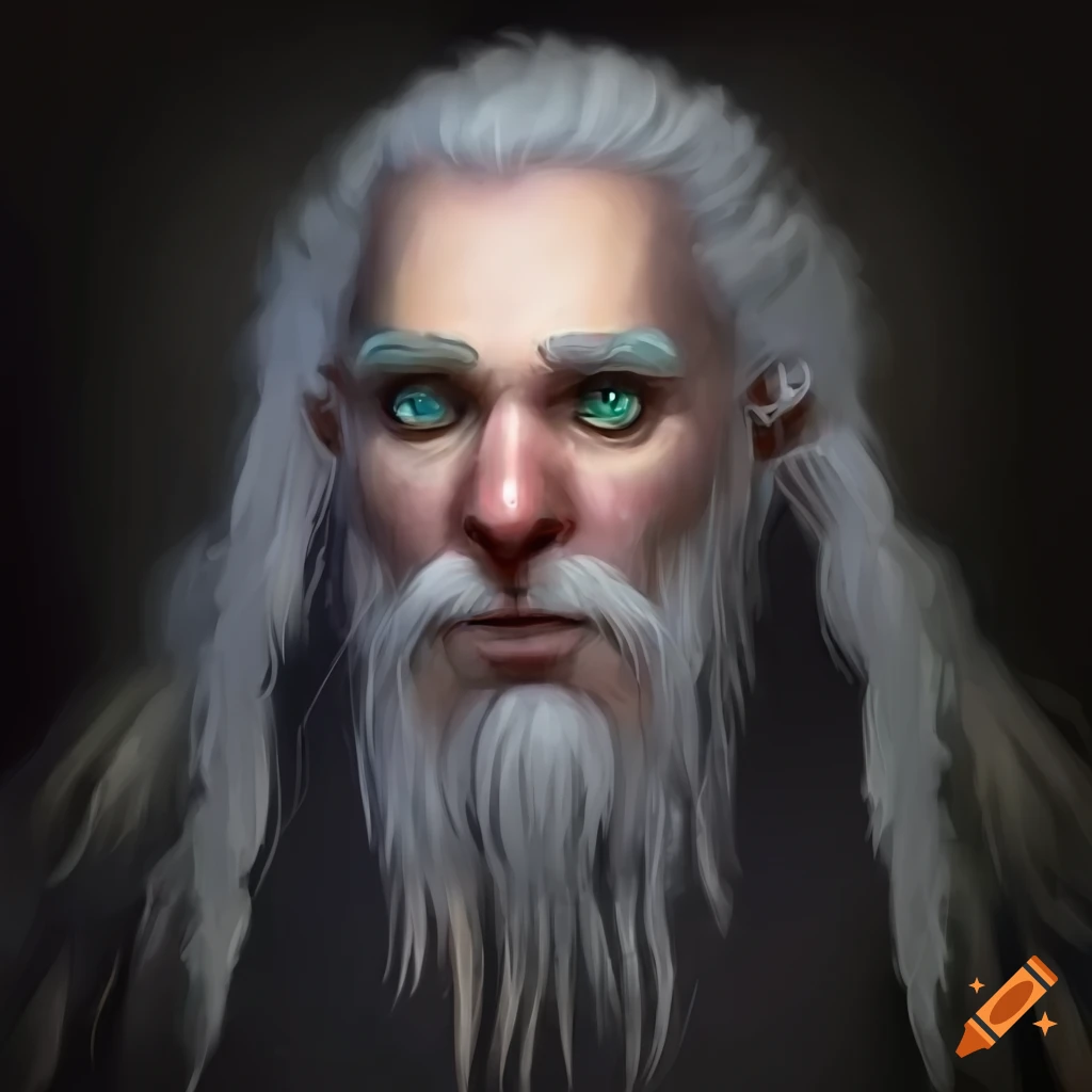 Intricate depiction of a dwarf sorcerer with magical black robe and hat