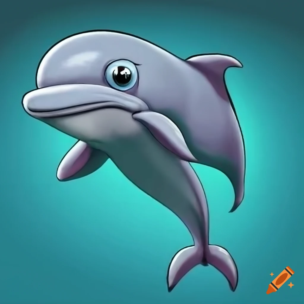 Scared dolphin cartoon character