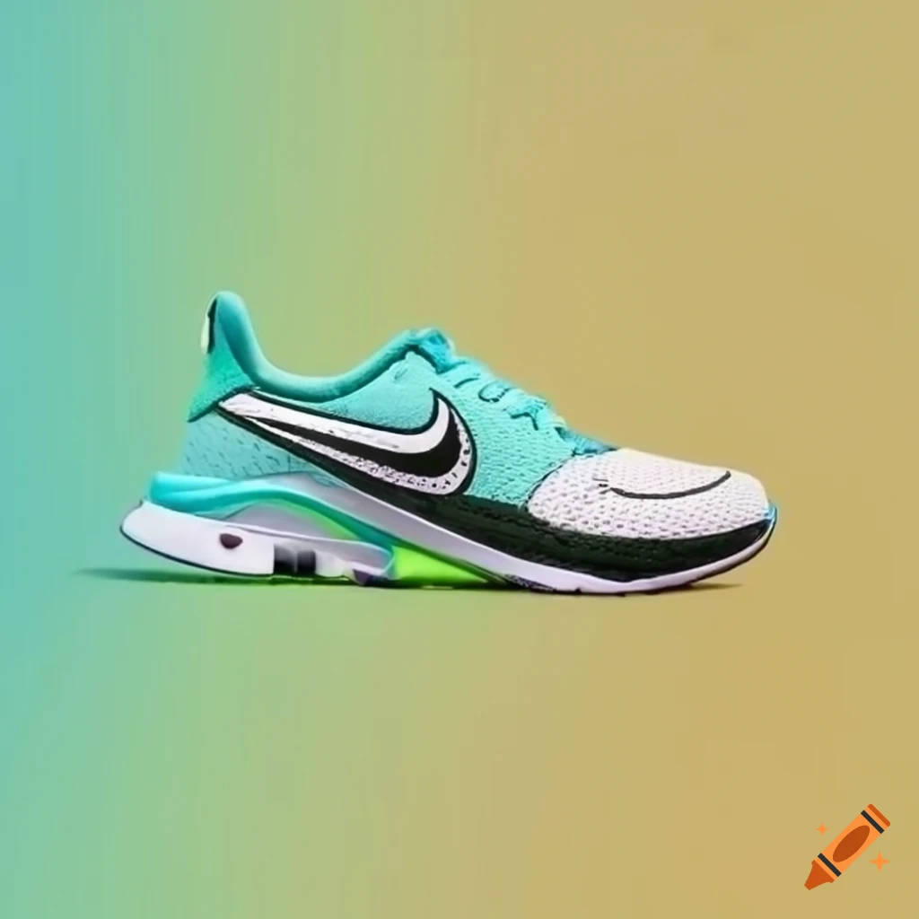 Website UI/UX design featuring Nike shoes infographic with red, light green, light yellow, and sky blue theme colors