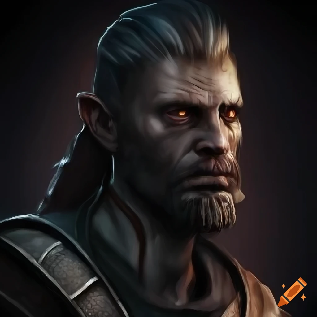Intense portrait of a male warrior in a dark dungeon