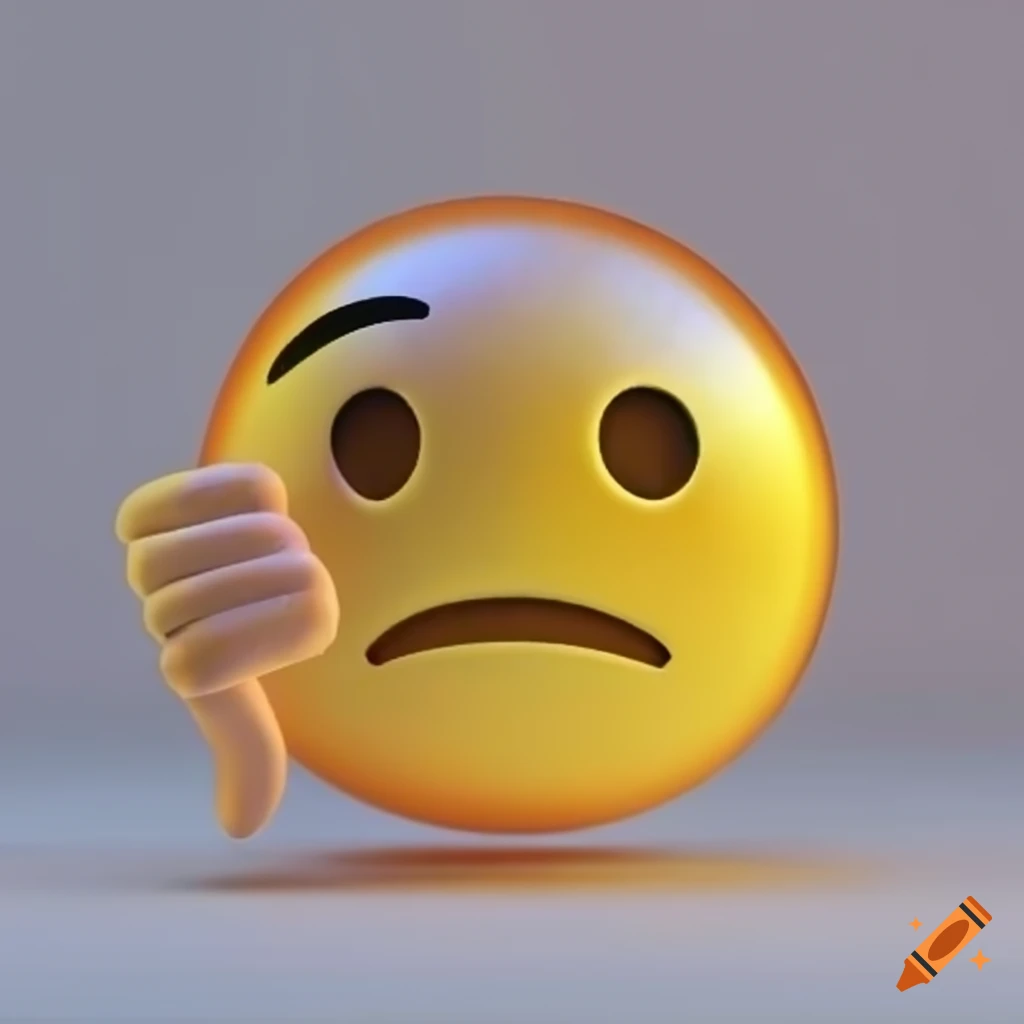 Thumbs down emoji in 3D with spatial detail