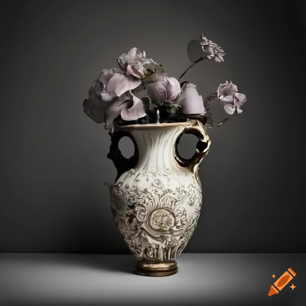 Antique vase in museum display case