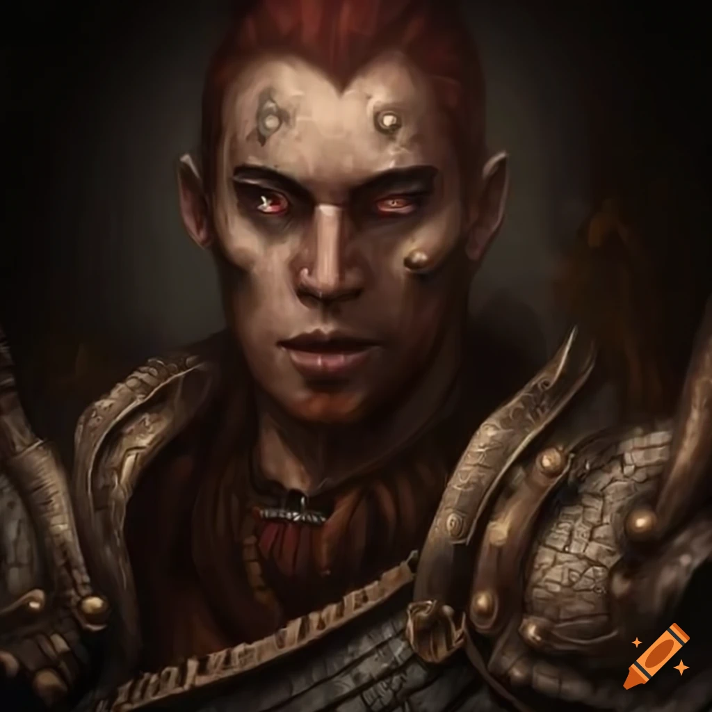Highly detailed portrait of a male warrior in a dark dungeon