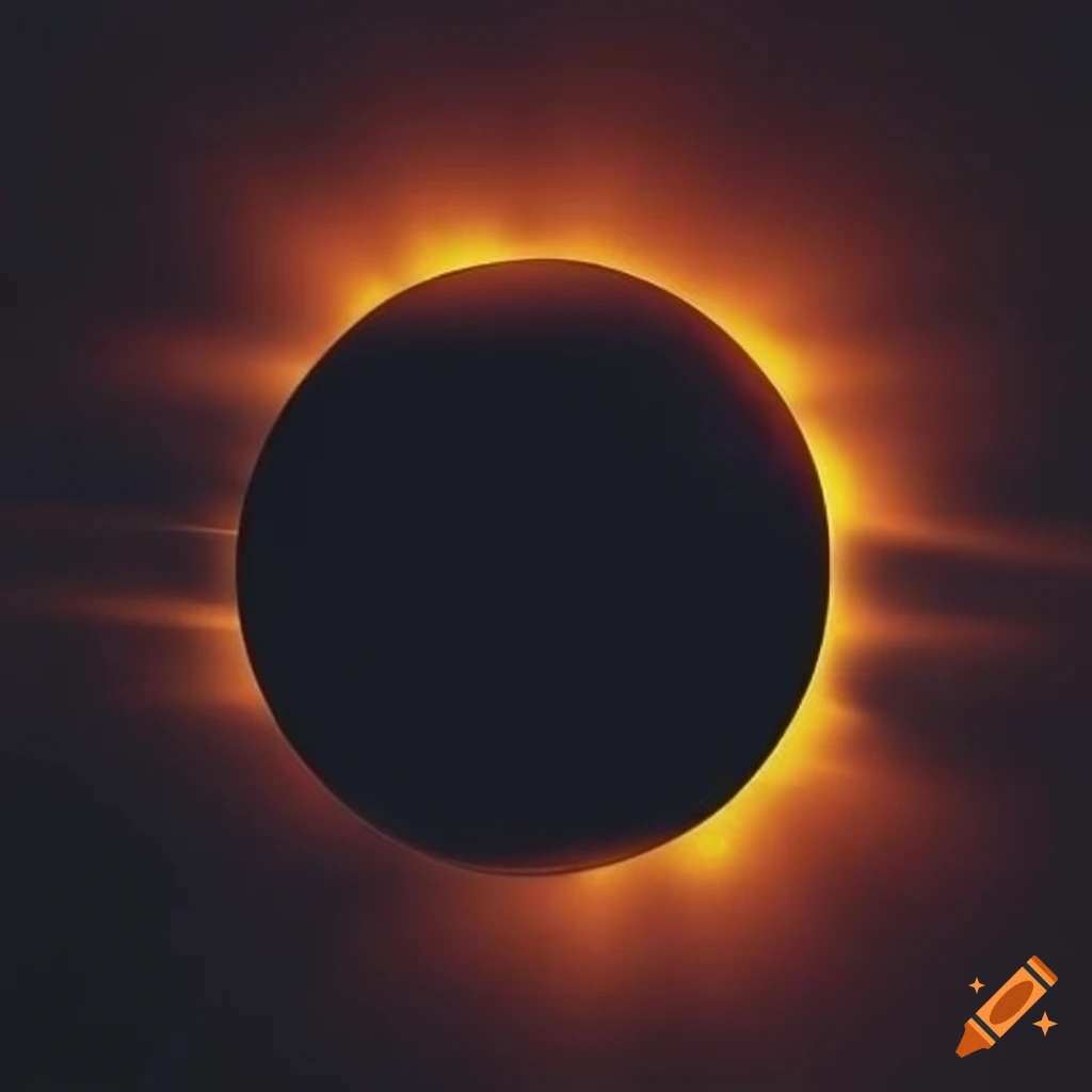 Sun with fiery rays on a black background