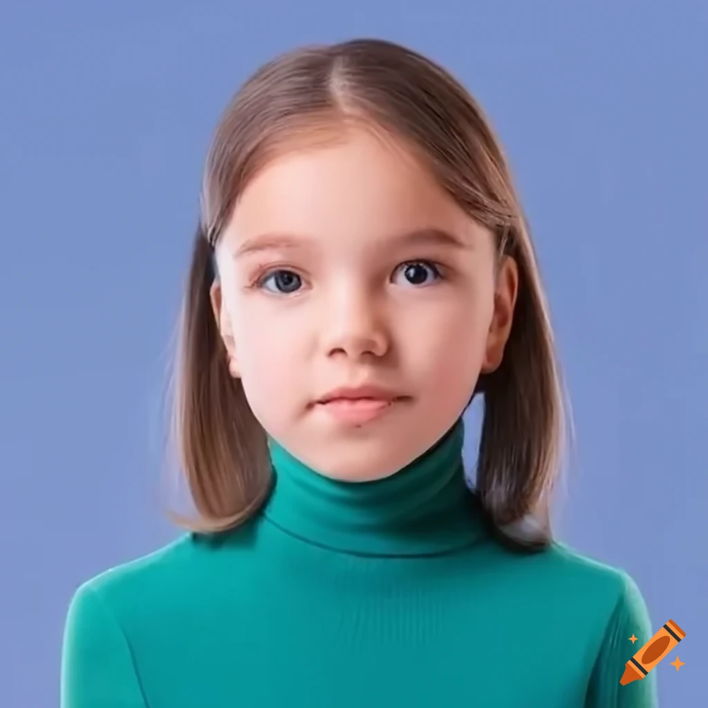 Young schoolgirl in a turtleneck looking at the camera